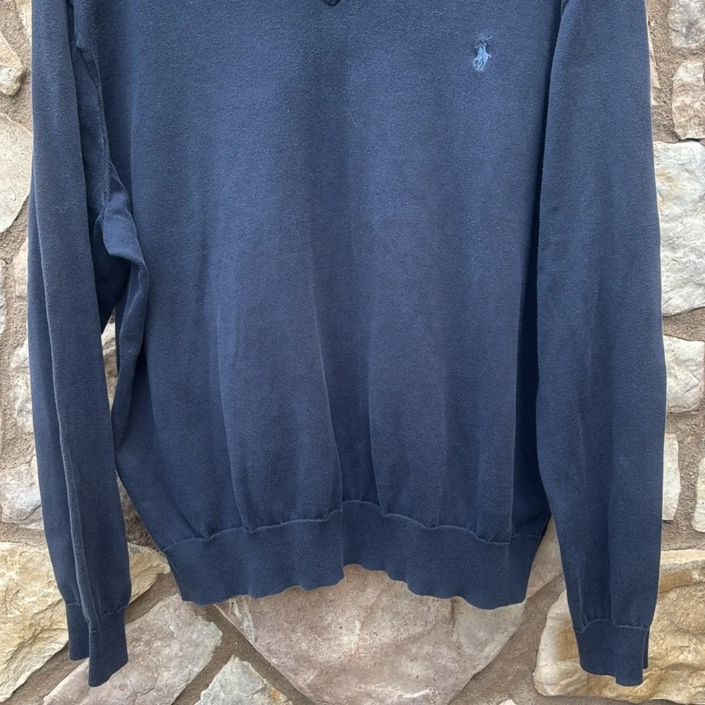 Polo Ralph Lauren Navy V-neck Sweater Pony Logo Pima Cotton Men’s XXL